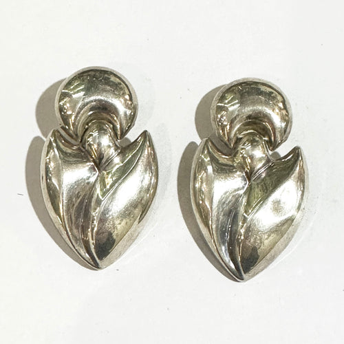 Sterling Silver Modernist Sculptured Earrings