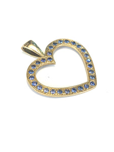 9ct White Gold Blue Sapphire Pendant