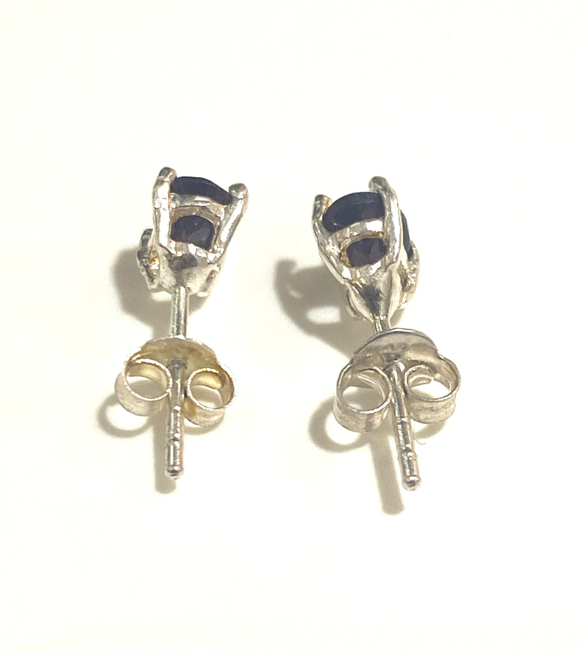 Small Sterling Silver Garnet Stud Earrings