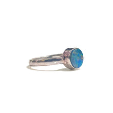 Round Sterling Silver Solid Black Opal Ring