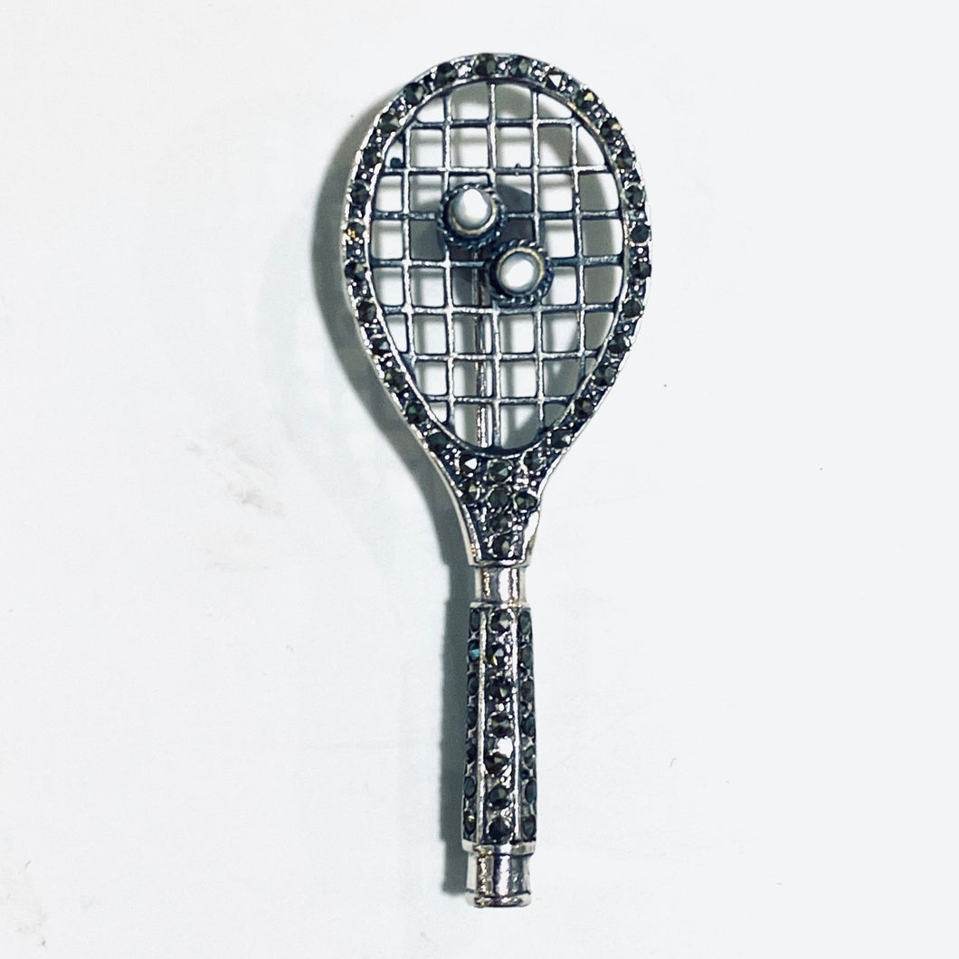 Sterling Silver Tennis Racket Brooch