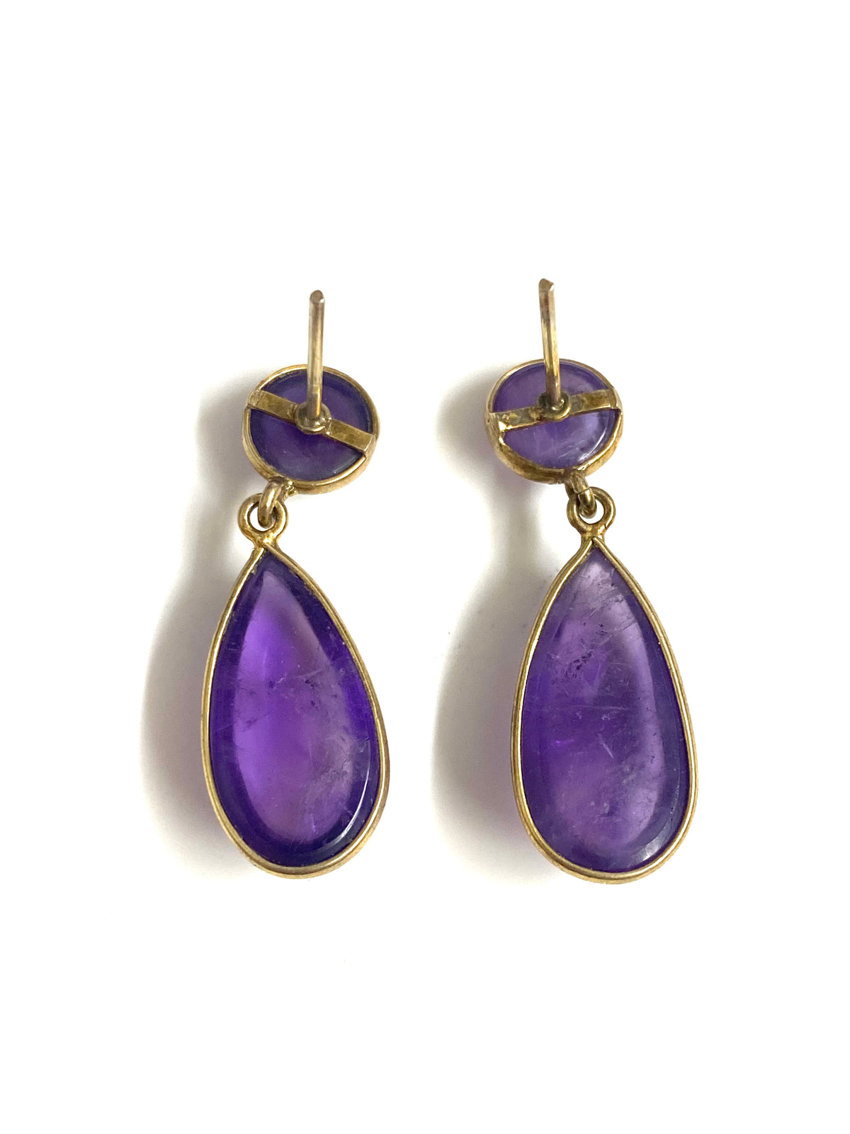 Sterling Silver Gold Plate Cabochon Amethyst Earrings