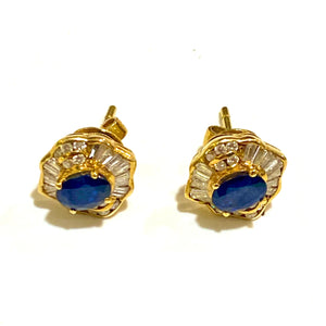 18ct Gold Sapphire and Diamond Earrings