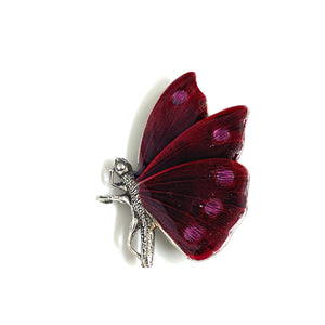 Sterling Silver Red Enamel Butterfly Brooch