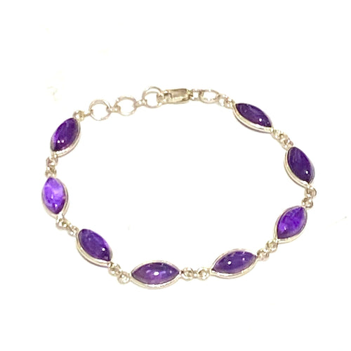 Sterling Silver Oval Amethyst Bracelet