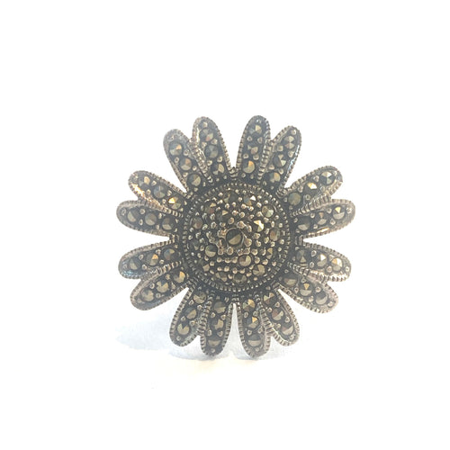 Sterling Silver and Marcasite Flower Ring