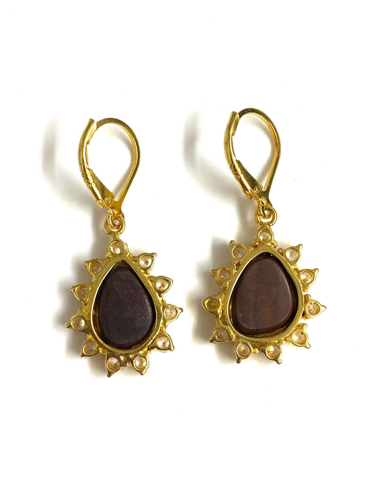 White Sapphire and Australian Opal Earrings