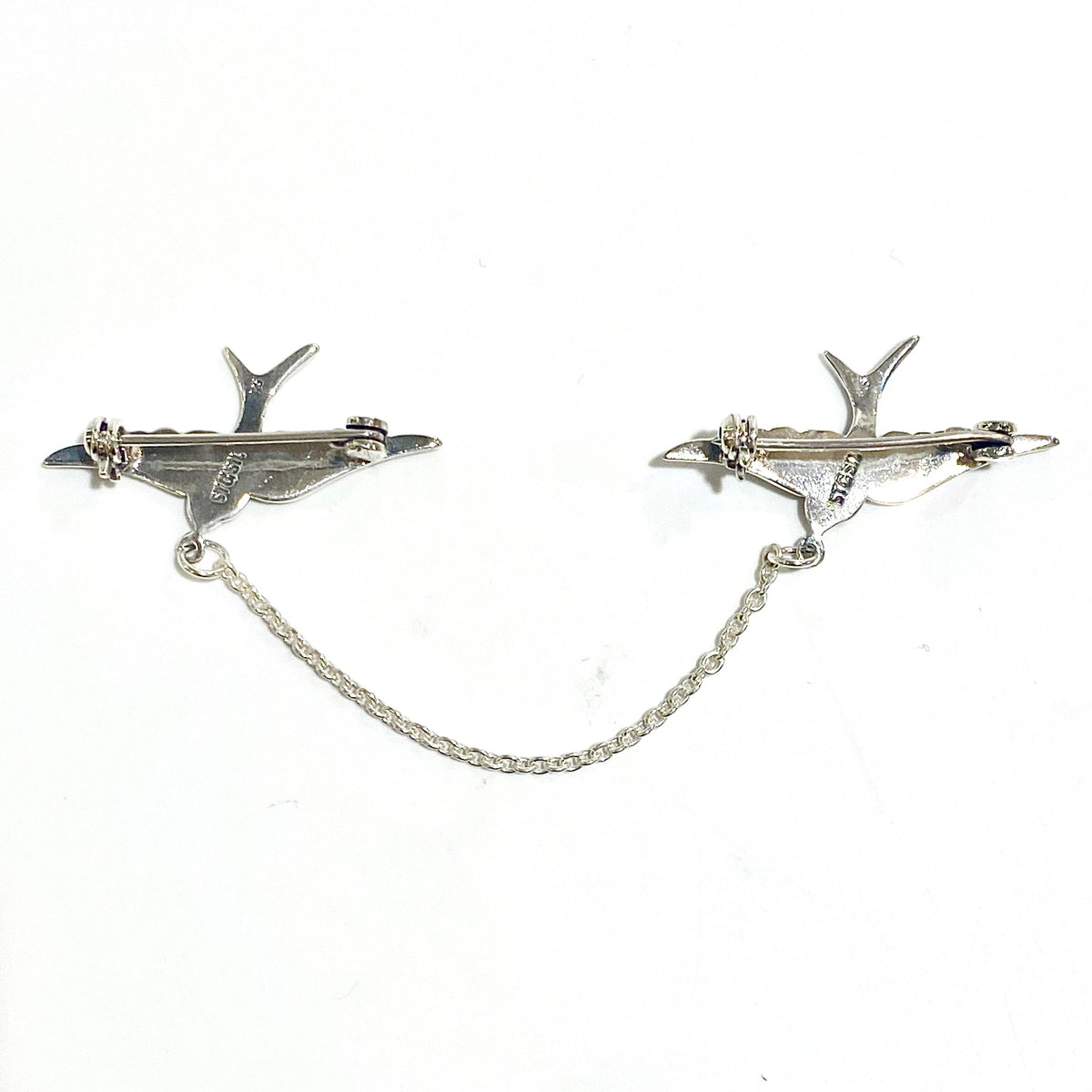 Sterling Silver Marcasite Bird Double Brooch