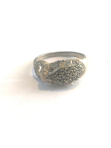 Sterling Silver and Marcasite Cat Baring Teeth Ring
