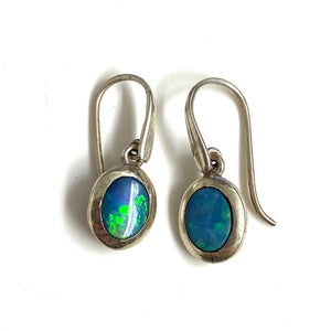 Sterling Silver Hook Drop Opal Earrings