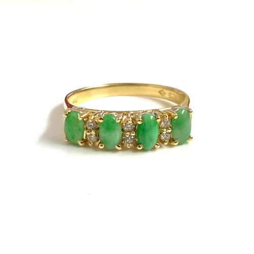 14ct Gold Jadeite and Diamond Ring