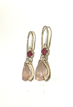 Sterling Silver Rose Quartz and Tourmaline Earrings