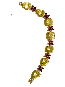 Citrine and Garnet Bracelet Sterling Silver