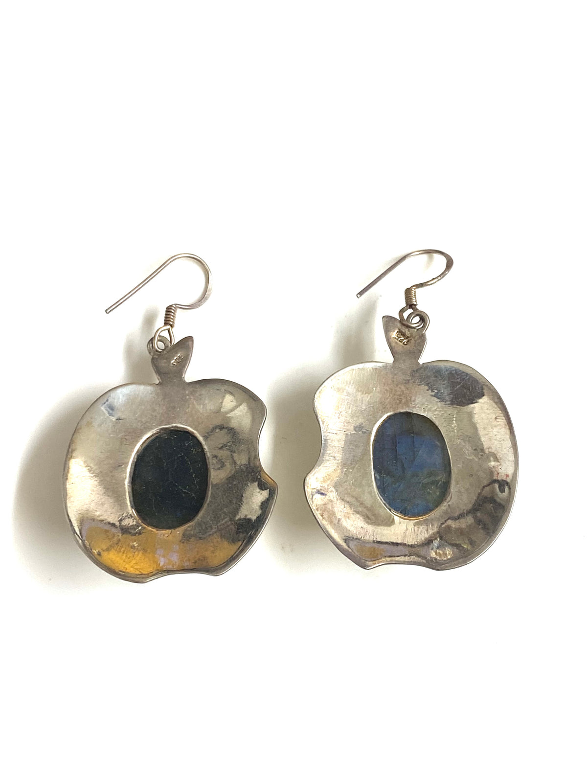Rounded Sterling Silver and Labradorite Earrings