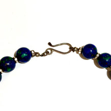 Round Azurite Beaded Necklace with Sterling Silver Clasp