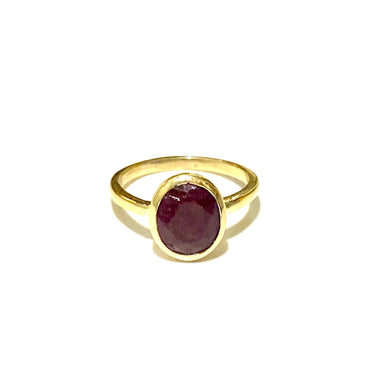 9ct Yellow Gold 3.65ct Natural Ruby Faceted Ring