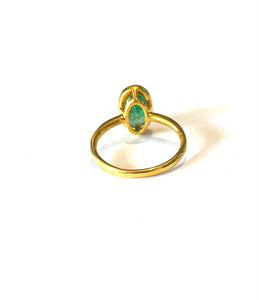 Sterling Silver Gold Plate Larger Oval Emerald Ring