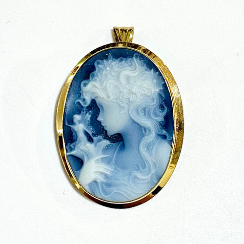 18ct Yellow Gold Cameo Pendant Brooch