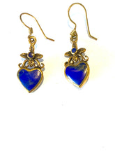 Brass Lapis Lazuli Heart Earrings