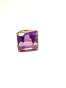 9ct Yellow  Gold 49ct Large Square Cut Amethyst Ring Its Big!