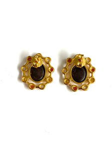 Australian Opal and Sapphire Stud Earrings
