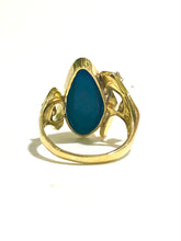 9ct Gold Black Opal and Diamond Ring