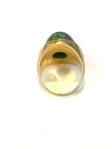 Sterling Silver Gold Plate Nephrite Jade Ring