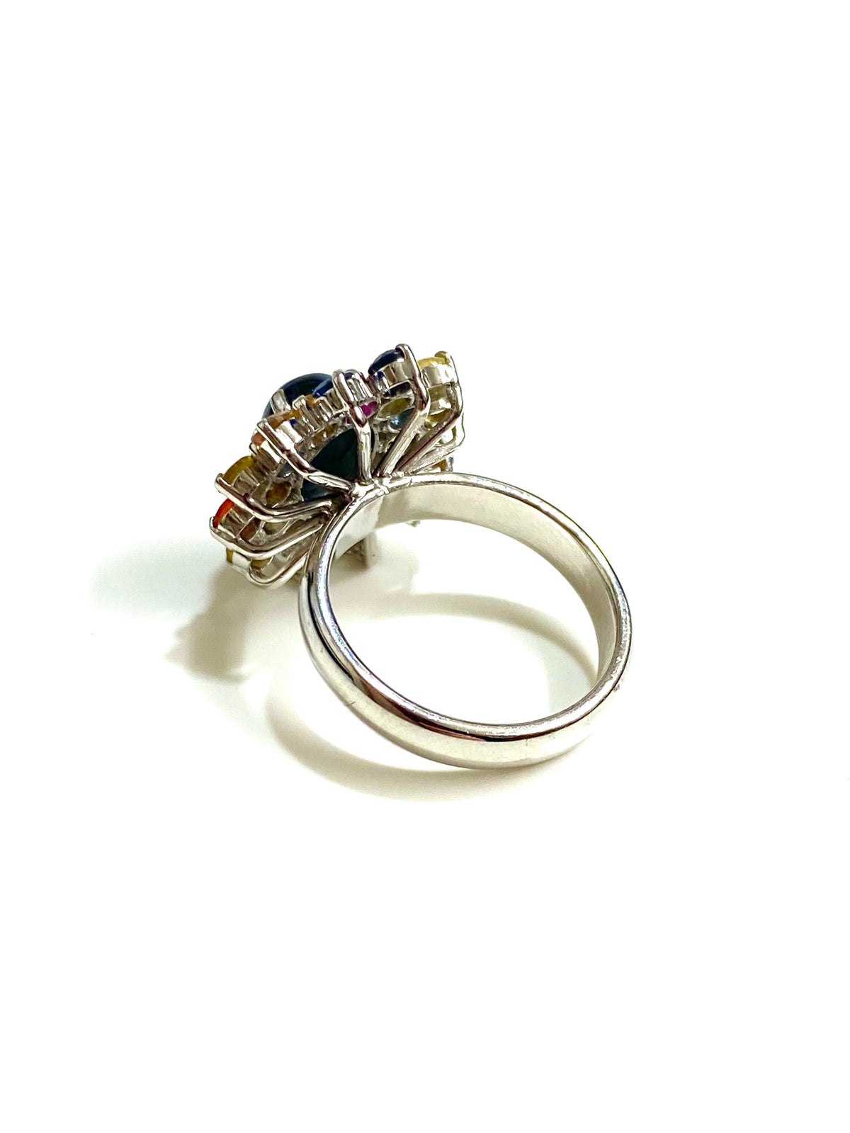 Sterling Silver Star Sapphire and Multi-Coloured Sapphire Ring