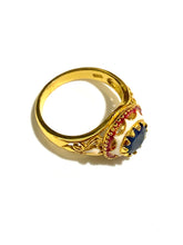Brass Enamel and Gemstone Ring