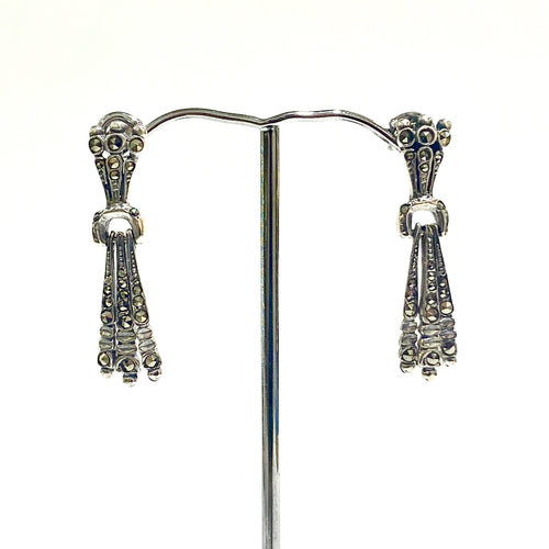 Sterling Silver Marcasite Drop Earrings