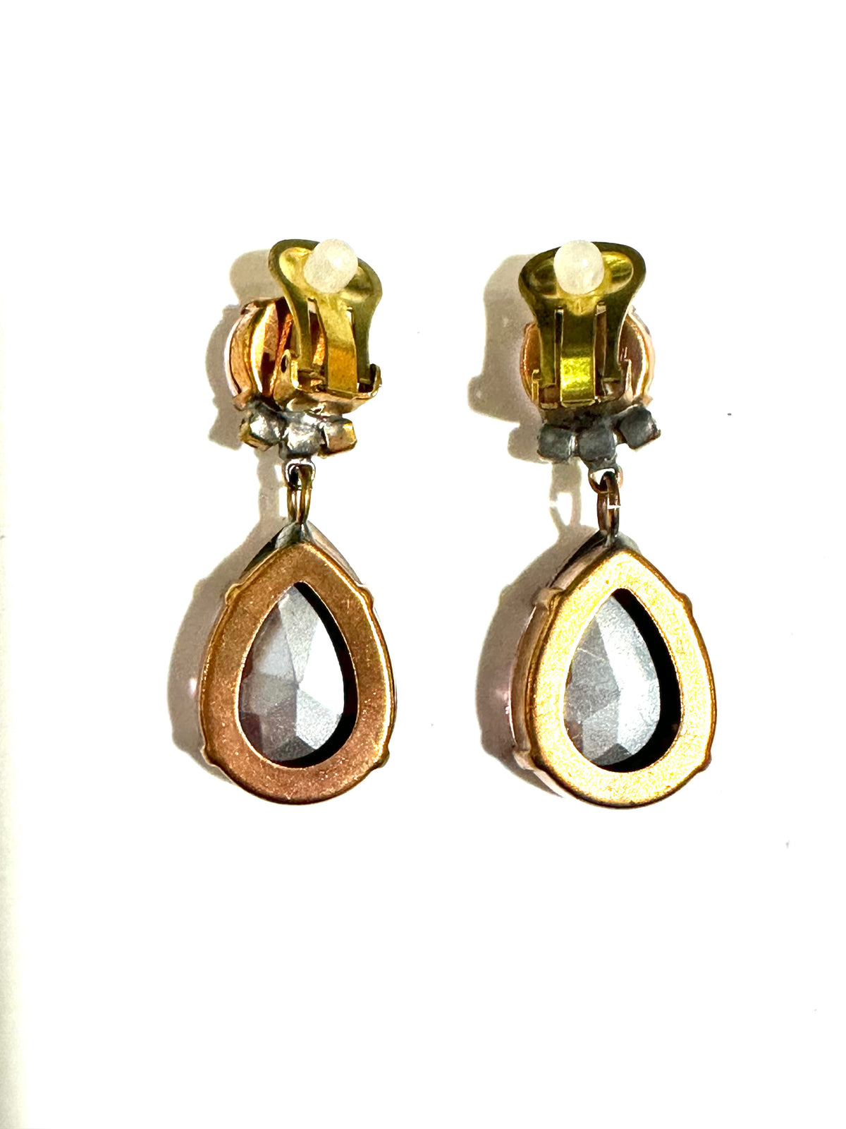 Czech Crystal Pale Pink Clip On Earrings
