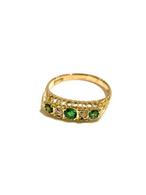 15ct Gold Diamond & Tsavorite Garnet Bridge Ring