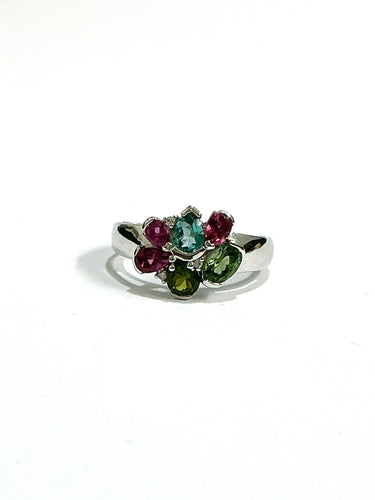 Sterling Silver Tourmaline Cluster Ring