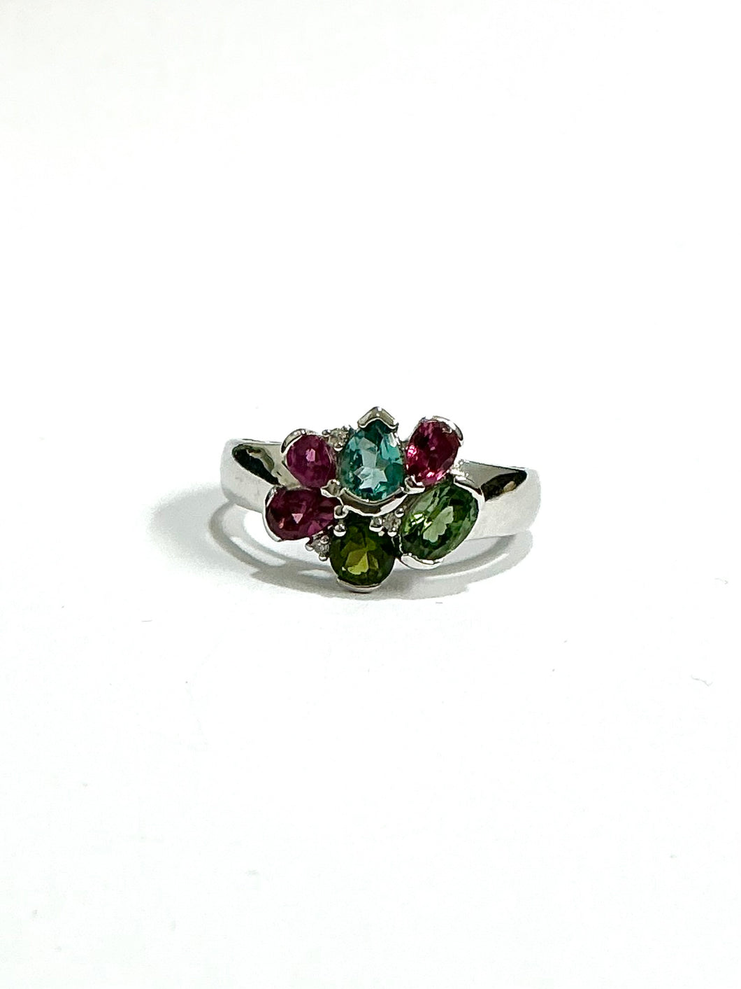 Sterling Silver Tourmaline Cluster Ring