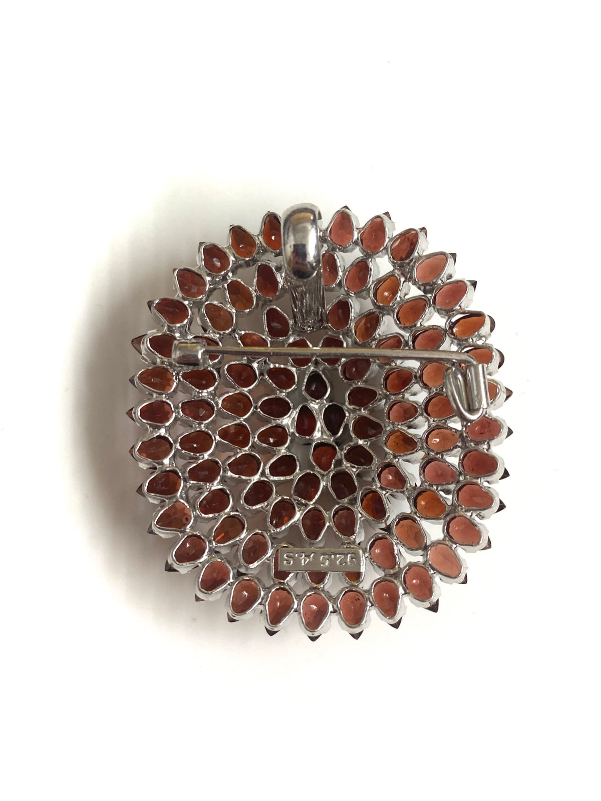 Oval Sterling Silver and Garnet Brooch