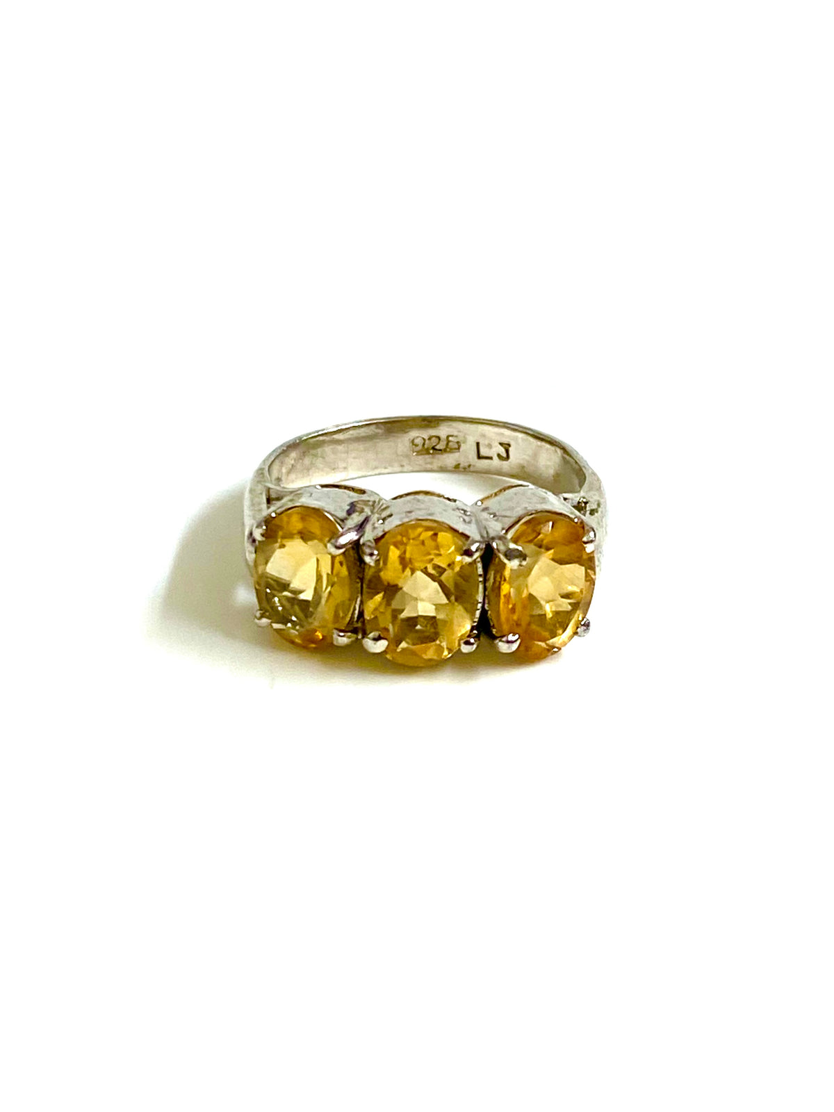 Sterling Silver Citrine Trilogy Ring