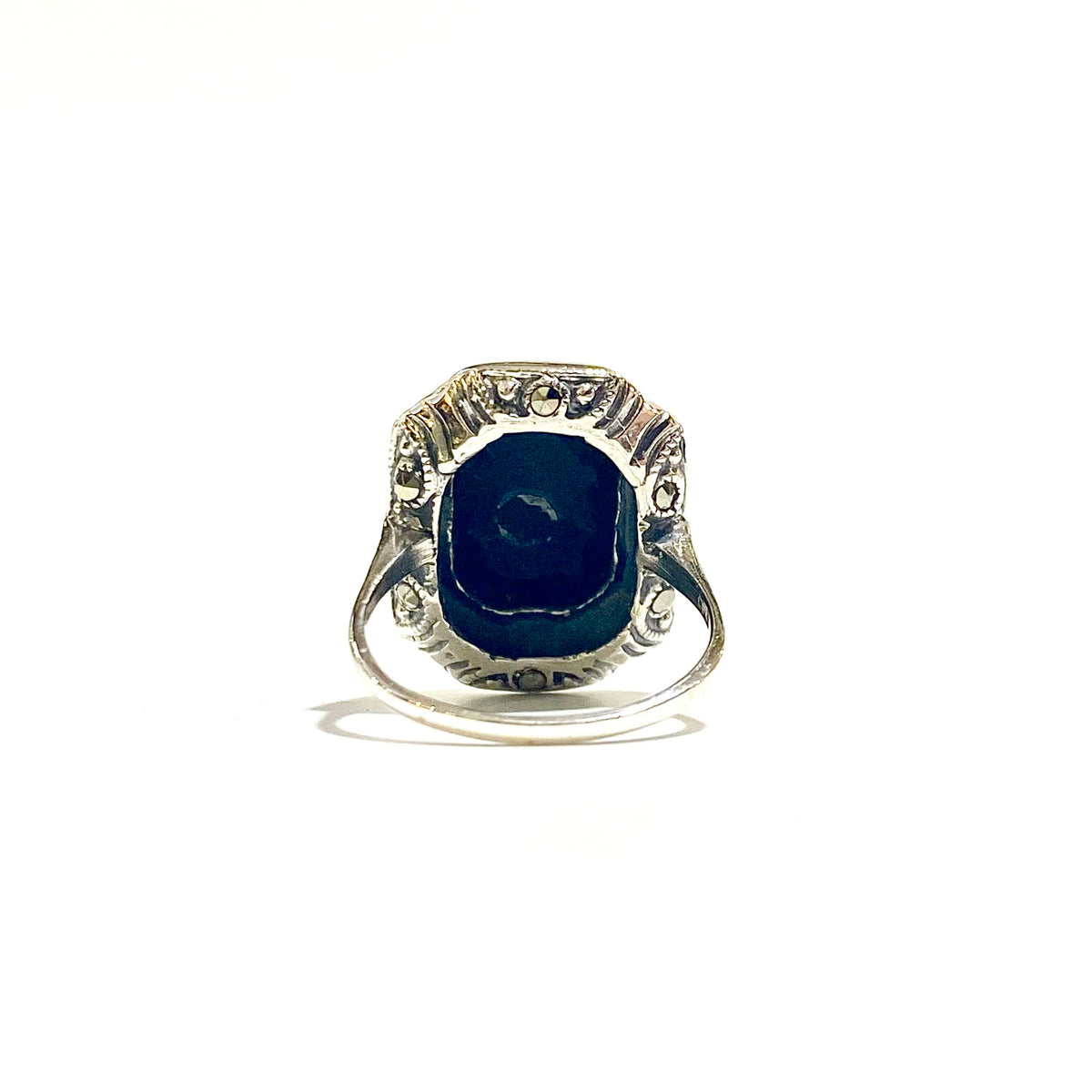Sterling Silver Marcasite and Black Onyx Ring