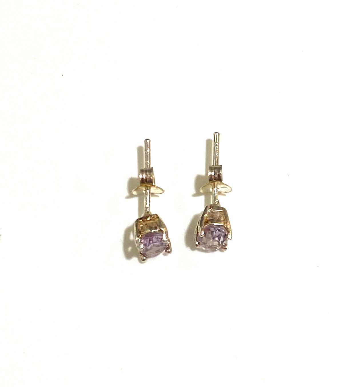 Small Sterling Silver Amethyst Stud Earrings