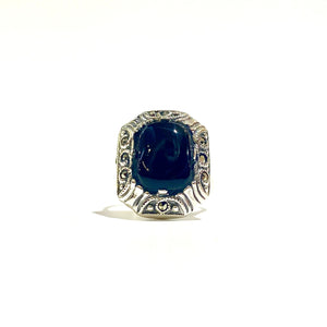 Sterling Silver Marcasite and Black Onyx Ring