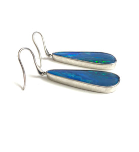 Sterling Silver Black Opal Earrings