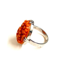 9ct White Gold Carved Coral Ring Flower Dress Ring