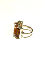 Sterling Silver Chunky Three Stone Amber Ring