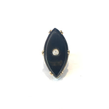 9ct Gold Rounded Onyx and Diamond Ring