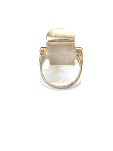 Sterling Silver Rectangular Amber Ring