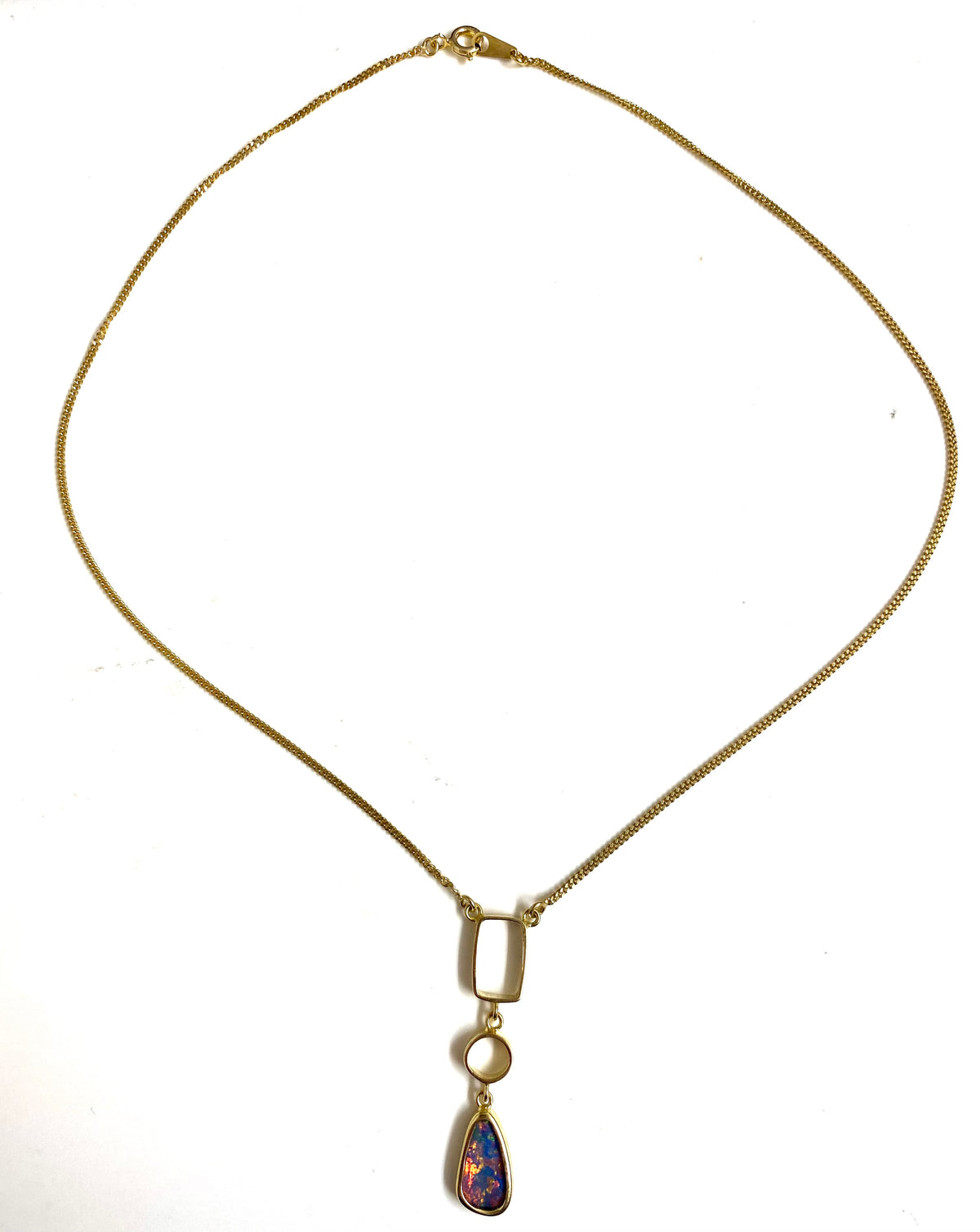Sterling Silver Gold Plate Opal Necklace