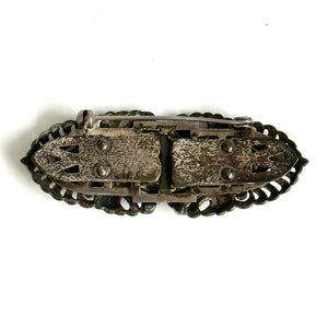 Vintage Sterling Silver Marcasite Dress Clip Brooch