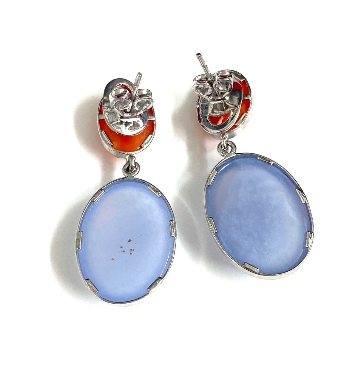 Sterling Silver Chalcedony and Carnelian Earrings
