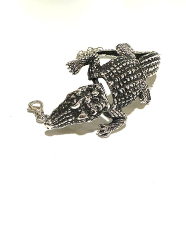 Sterling Silver Australian Crocodile Segmented Bracelet