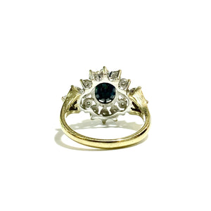 9ct Yellow Gold Black Spinel and Diamond Cluster Ring
