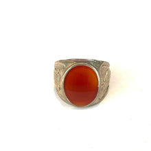 Carnelian Sterling Silver Engraved Band Ring